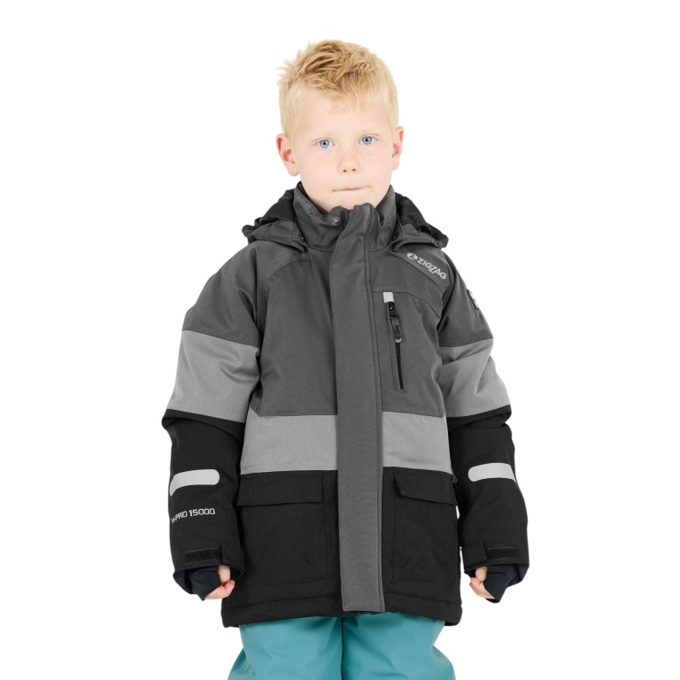 Zigzag Winter Ski Jacket Taylora W-PRO 15,000 (4-Way Stretch, waterproof, windproof) grey/black children